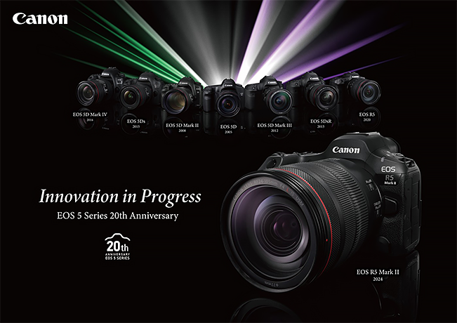 A poster commemorating the 20th anniversary of the EOS 5 series